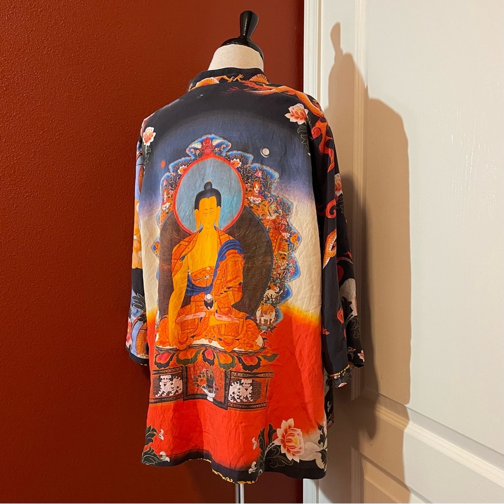 Citron Women’s‎ Vintage Buddha Botanical AOP Button Down Camp Art to Wear Blouse